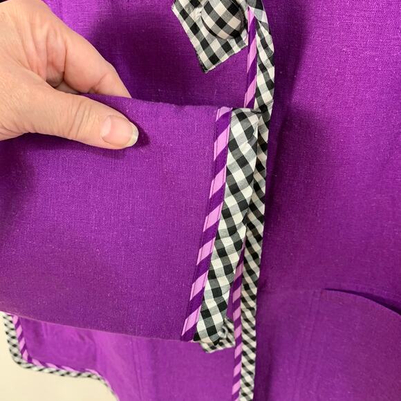 Koos of Coursee! Size M Linen Blend Art to Wear Reversible Floral Jacket Purple - Picture 5 of 12